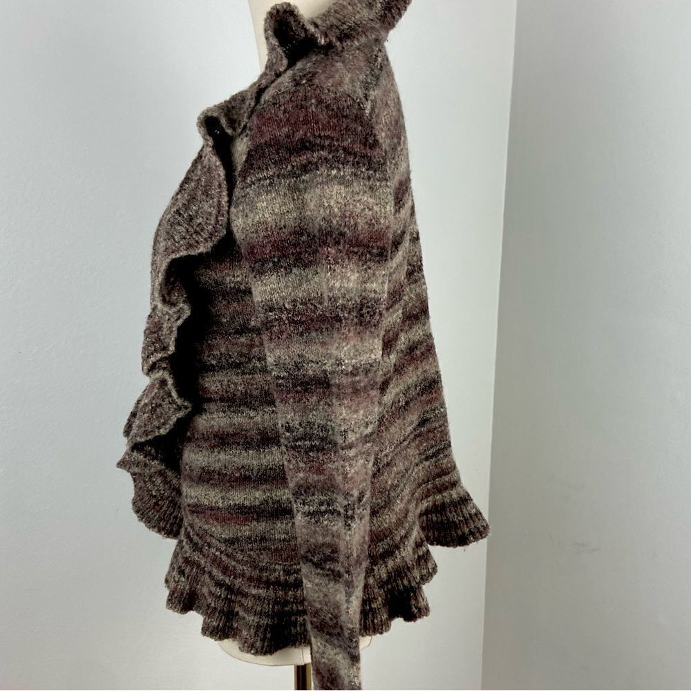 Stamp 10 Womens Large Brown/Tan Cropped Cardigan Ruffled Fairy Grunge Whimsigoth - Picture 8 of 12